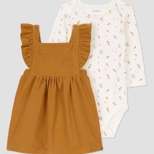NWT Carter's Baby Brown Dress and White Bodysuit Set 6M